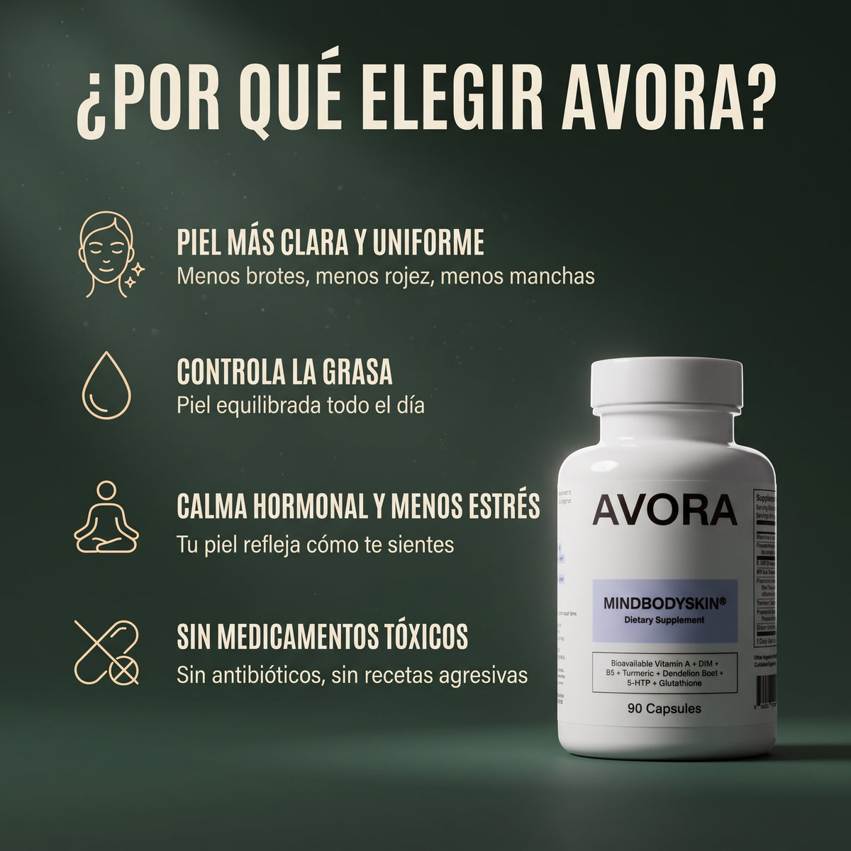 AVORA Skin — Suplemento con DIM | Piel Desde Adentro — imagen 3